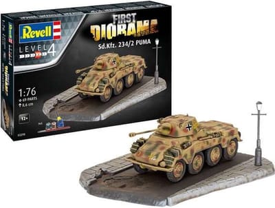 Revell Modelbouwpakket Diorama - 03298 First Diorama Set - Sd.Kfz. 234/2 Puma - Starter kit Plastic - 1:76 - Modelbouw