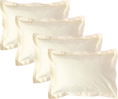 Homescapes Luxe Satijn Kussensloop 50x75 cm met Sierrand – Crème – Set van 4 – 100% Egyptisch Katoen Satijn – Draaddichtheid 1000