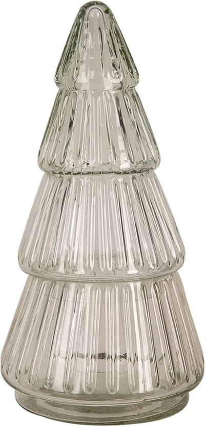 Clayre & Eef Glazen potje Kerstboom Ø 11x21 cm Transparant Glas