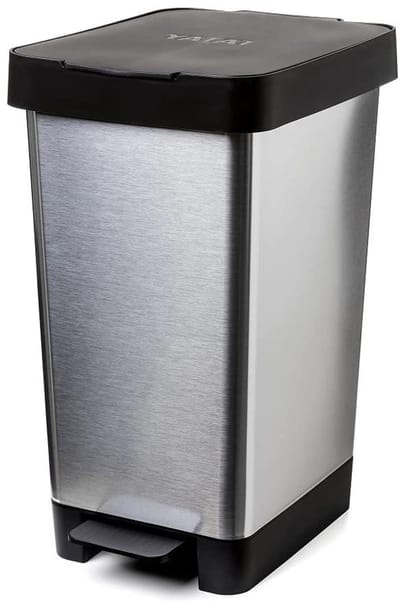 Prullenbak met Pedaal - Vuilnisbak Keuken - Hygiënisch Afval Scheiden - 30L Zak Compatibel - 26x36x47cm - Metaalgrijs