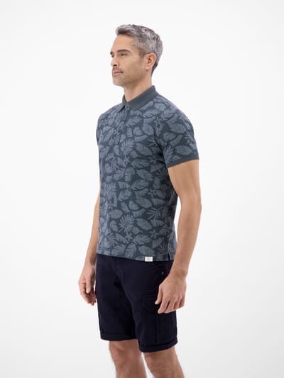 LERROS Poloshirt met stijlvolle bloemenprint en comfortabele boorden , Maat: XXXL , Kleur: CLASSIC NAVY , 100% katoen
