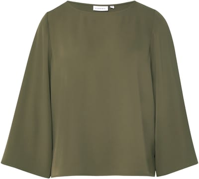 Vrouwelijke blouse met brede 3/4 mouwen en ronde hals COMMA