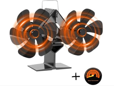 Kachelventilator voor Houtkachel - Ecofan Haardventilator - Duurzame Verwarming - Warmteluchtblazer - 12 Bladen - Incl. Thermometer