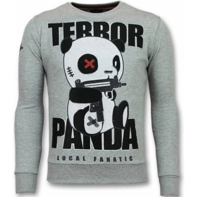 Panda Trui - Terror Heren Sweater - Mannen Truien - Grijs