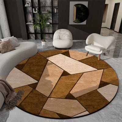 Geometrische Ronde Vloerkleden voor Woonkamer Luxe Decoratie Huis Groot Formaat Pluche Tapijten Slaapkamer Studeerkamer Antislip Stoelmat Vloer Zacht 3.2ft(100x100cm)