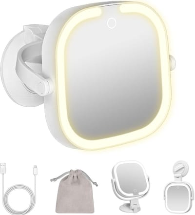 LED Make-upspiegel met Verlichting - Wit - 30 x Vergroting - Oplaadbare Spiegel met Drie Lichtkleuren - Voor Make-up en Huidverzorging