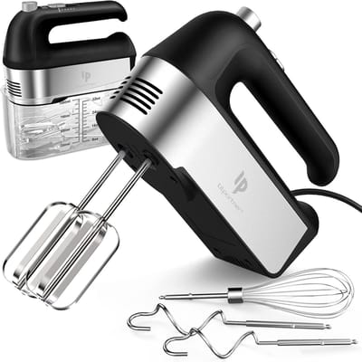 Elektrische Mixer - Keukenmixer Handmixer - Beslag en Room - 450W Krachtige Motor - 5 Snelheden - Zwart