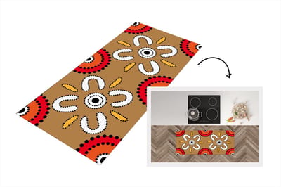 Keukenloper - Loper keuken - Design - Bloemen - Stippen - 120x50 cm - Keukenloper vinyl
