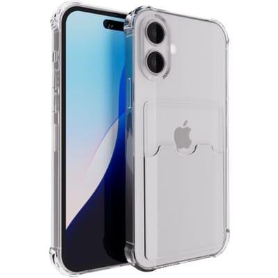ShieldCase TPU siliconen hoesje met pasjeshouder geschikt voor de Apple iPhone 16 hoesje - telefoonhoesje met pasjeshouder - ruimte voor 1 pasje - transparante back cover (transparant)