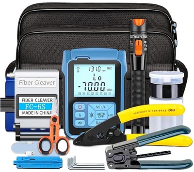 Glasvezel Gereedschapsset - FTTH Kit - Netwerk Installatie - Inclusief Vermogensmeter - 19 Delig - Zwart