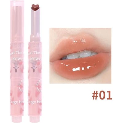 Love Heart Shape Water Light Lipstick Pen Mirror Jelly Lip Glaze Hydrateert Clear Lip Gloss Koreaanse Lip Tint