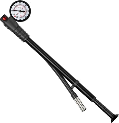 Thijox - Veervork Demperpomp met Manometer [300 PSI] - Draagbare Schokdemperpomp voor MTB, Fiets, Rolstoel - Schrader/Presta Ventielen, Licht en Duurz