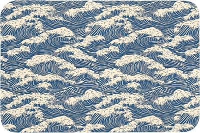 Badmat 90x60 cm - Antislip - Golven - Klassiek - Blauw - Badmatten voor badkamer - Badkamermat - Douchemat - Badkamer mat