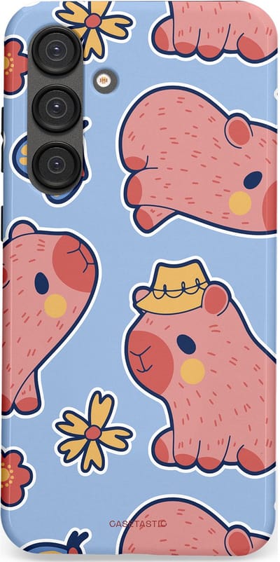 Casetastic Hoesje Geschikt voor Samsung S25 Plus - Stijlvolle Beschermende Duo-layer Case - Capibara geluk