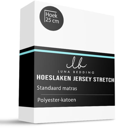 Dekbed-Discounter - Luna Bedding Hoeslaken 160 x 200 cm - Jersey - Geschikt voor matrassen tot 22 cm hoog - Wasbaar op 40 graden - Strijkvrij - Wit