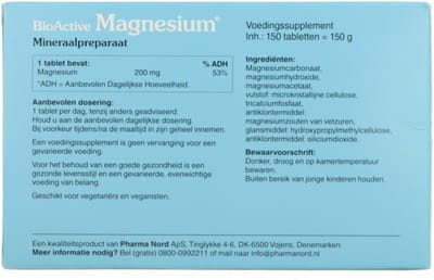 Pharma Nord BioActive Magnesium - 2 x 150 tabletten - Voordeelverpakking