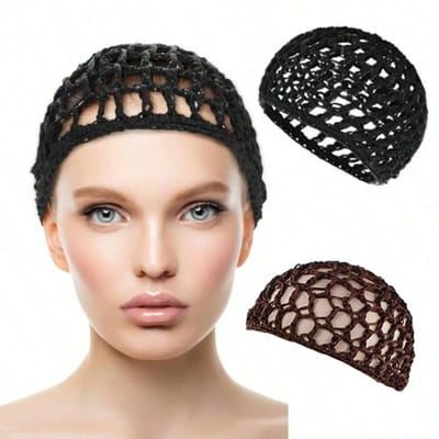Casquette Filet à Cheveux Unie Creuse pour Femme, Lot de 1 | Casquette de Buffet Respirante Tricotée, Épaisse pour la Protection des Cheveux, Convient pour Dormir et le Port Quotidien noir