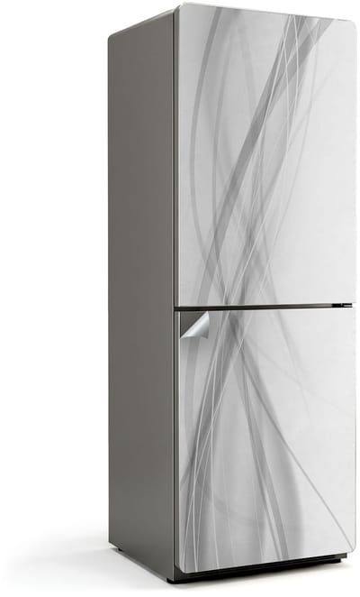 Wallfluent Koelkaststickers - Abstracte lijngolven Koelkast Folie - 70 cm x 190 cm - Wit Koelkaststickers - Koelkast Decoratie Stickers - Koelkast Makeover - Grote Koelkast Sticker - Stijlvolle Koelkast Stickers