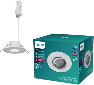 Philips Cilantro inbouwspot - SceneSwitch lichttechnologie - 5W - Warmwit licht: 2700K - Wit - 3-pack