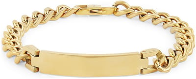 Twice As Nice Armband in goudkleurig edelstaal, gourmet ketting, naamplaat 21cm