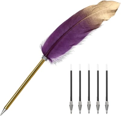 Schrijfpen met 5 vervangingscartridges voor school, bruiloften, handtekeningen en zakelijke geschenken - paars