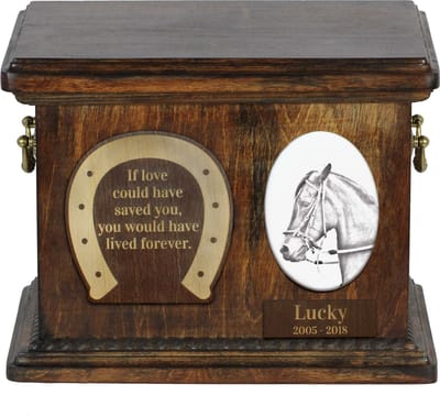 Paso Fino urn voor paardenas met foto en gepersonaliseerde doos