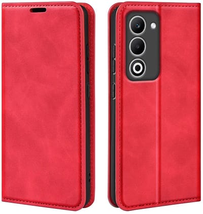 MobyDefend Hoesje - Geschikt voor Oppo A5 5G - Luxe Wallet Bookcase (Magnetische Sluiting) - Rood