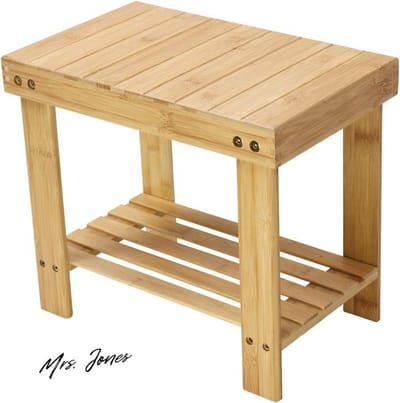 Mrs. Jones Bamboe Stap Kruk Volwassene Opslag Plank Badkamer Woonkamer Slaapkamer Natuurlijke Kleur Langere Kruk Hoogte Verstelbaar .