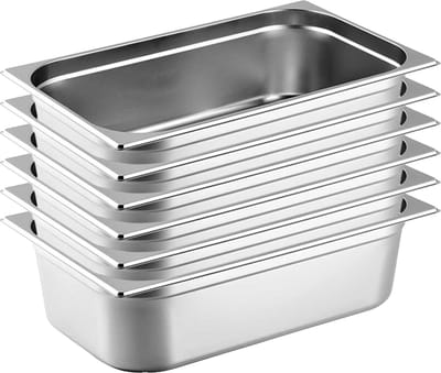 HCB® - 6x Gastronormbakken - 1/1 Gastronormbak - 150 mm - RVS / INOX GN bak - Chafing dish bakken - Warmhoudschaal - kg - 2042-6