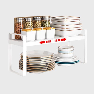 BRENZOOS- Kastinzet Uittrekbaar - Opbergrek Keuken - Extra Opbergruimte - Organizer - Ruimtebesparend - Verstelbare Lengte 36.5cm-62cm