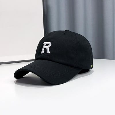 Hoed Dames Gezicht Zichtbaar Kleine Baseballpet Koreaanse Stijl Trendy Geborduurde Letters R Merk Baseballpet Heren Adjustable black