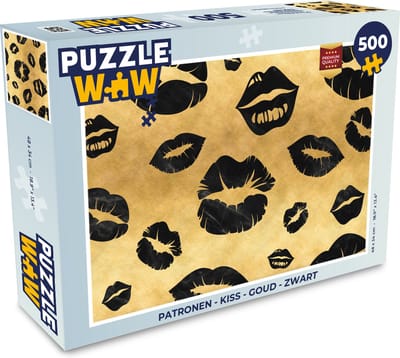 Puzzel Patronen - Kiss - Goud - Zwart - Legpuzzel - Puzzel 500 stukjes
