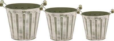 Emmer/plantenpot/bloempot - set van 3x stuks - zink - legergroen