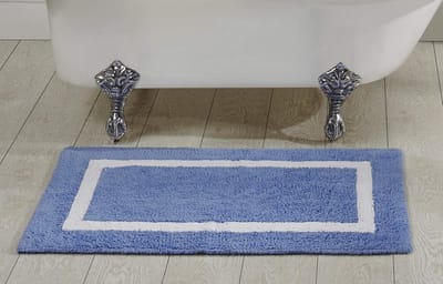 Luxe Badmat Set van 2 - Zacht en Absoderend Badkamer Tapijt - Blauw en Wit - 60x100 cm