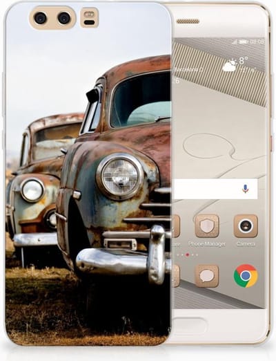 Huawei P10 Plus Siliconen Hoesje met foto Vintage Auto