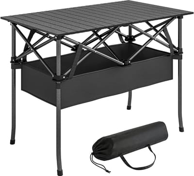 Outsunny Picknicktafel-Aluminium-93L x 55B x 68H cm-Zwart