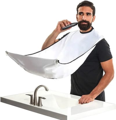 Scheerschort - Extra Stevige Zuignap - Beard Bib - Baardschort - Kapmantel - Cape - Scheren - Trimmen - Baardverzorging - Inclusief Zuignappen - Wit - IXEN