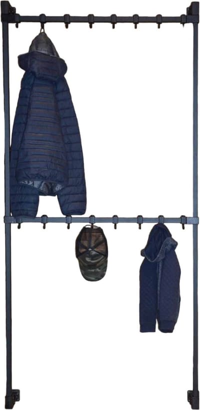 Design85 wandkapstok zwarte vierkante kokers 100 cm Breed Met 20 Haken