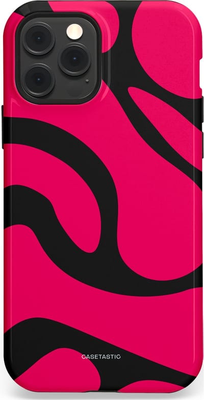 Casetastic hoesje geschikt voor Apple iPhone 12 / Apple iPhone 12 Pro - MagSafe - Dubbellaagse bescherming - Zwart Roze Mamba Golven - Fashion Case - Roze Zwart