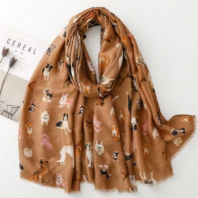 Mooi Dier Teckel Patroon Viscose Sjaal Schattige Ademende Franje Sjaal Casual Reis Niet-elastische Bovenkleding Lange Sjaal 180*85Cm brown