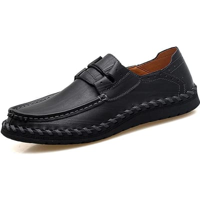 Grote Maten Lente en Zomer Heren Leer Outdoor Vrije Tijd Leren Schoenen Heren Rundleer Handgemaakt Retro Leren Schoenen Heren Rijschoenen 47 black