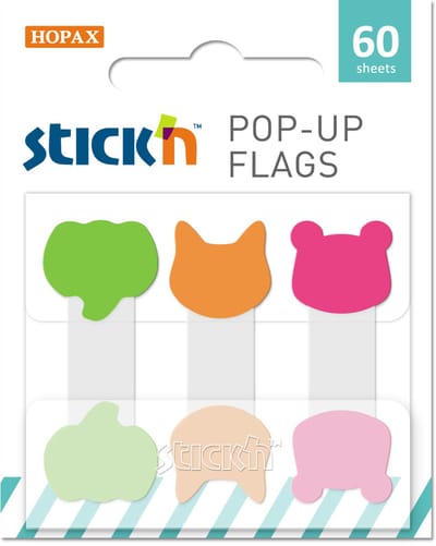 Stick'n Index tabs - Dieren vorm - 60 vellen - 3strips - C-vorm - Bladwijzer