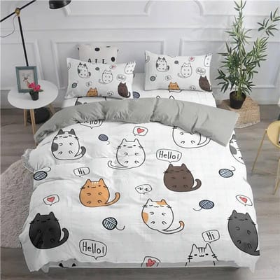 Cartoon Beddengoed Collectie Schattige Katten Geprint 3D Dekbedovertrek Collectie Twin Full Queen King Dubbele Maat Kussensloop Beddengoed 23 Delen Voor Kinderen AU Single 140x210cm