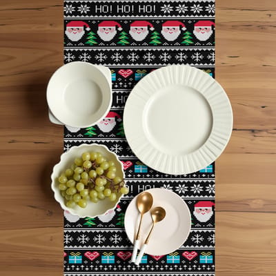 ABAKUHAUS Kerst Tafellooper – Noordische rand, 40x180 cm, zwart-wit-rood