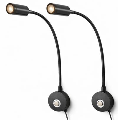 DMG Supply Bed Leeslampjes - Set van 2 - Mat Zwart - Dimbaar - Leeslamp - Wandlamp - Hoofdbord