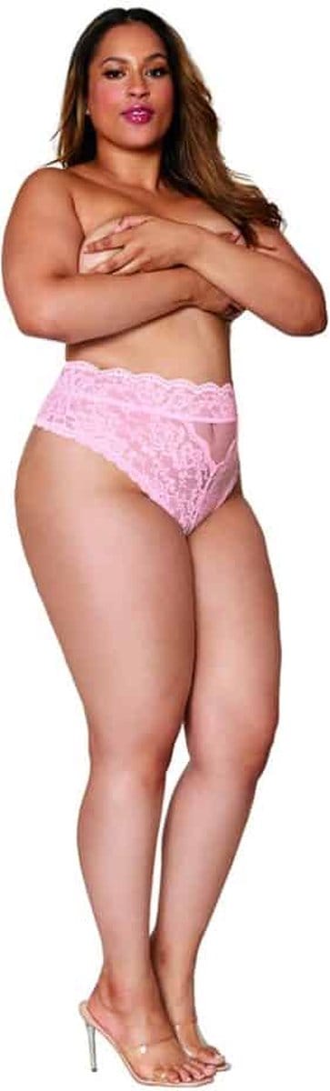Dreamgirl (All) High Waisted Lace Panty pink 1X