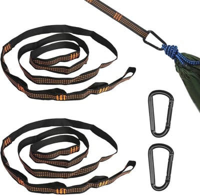Hangmat bevestigingsset met 2 karabijnhaken en verstelbare riemen voor camping en outdoor