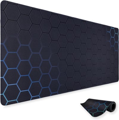 Grote Gaming Muismat 900x400mm in Blauw en Cyaan met Antislip Rubber Onderkant voor Optimaal Comfort en Precisie