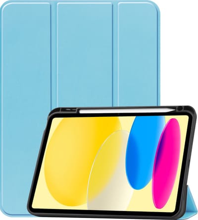 Hoesje Geschikt voor Apple iPad 10 (2022) - 10.9 inch - 10e Generatie - Dun & Stevig - Trifold Bookcase - Hard Cover Case - Met Uitsparing Geschikt voor Apple Pencil - Hardcover Book - Tablet Hoes - Lichtblauw