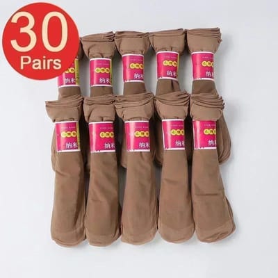 20-100 Stuks Dames Zomer Onzichtbare Sokken Kristallen Sokken Anti-Haak Zijde Fijnmazige Sokken Huidskleurige Ultra-Dunne Sokken One Size black
